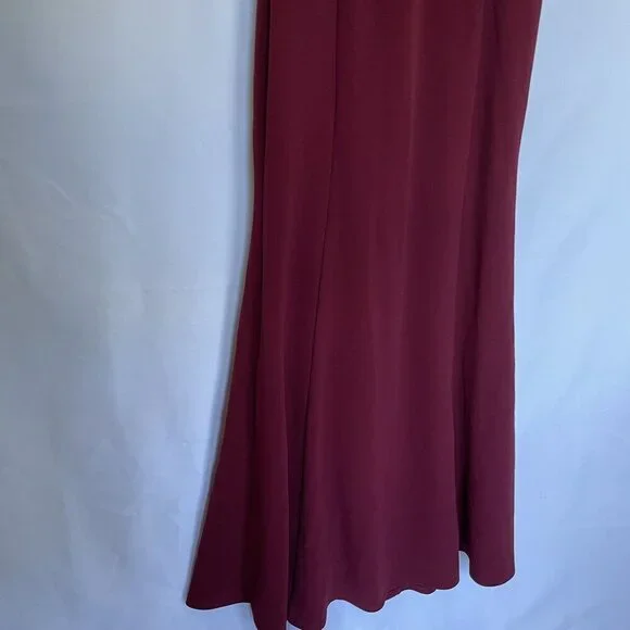 Lulus burgundy maxi formal dress lace halter top neckline open back detail